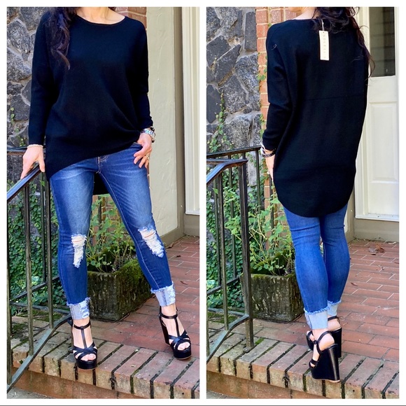 ✨PARIS✨ 
Black High/Low loose fit sweater - Picture 4 of 9